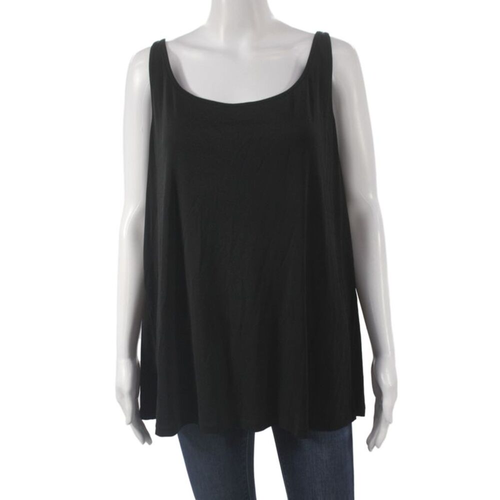 Eileen Fisher Women Black Silk Basic Tank Scoop Neck Sleeveless Size 3X